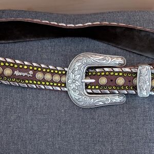 Kippys Brown Studded Belt with Silver Accents..32 Kippys | Accessories | Kippys Brown Swarovski Rhinestone  main image 2